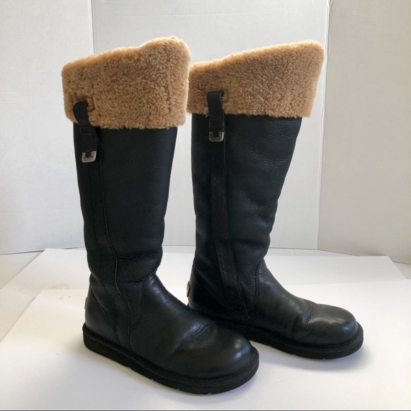UGG Shoes - Ugg Women’s Leather Tall Boot with Sheepskin Cuff